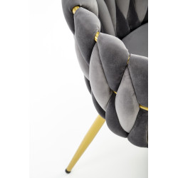 Scaun tapitat living/sufragerie Halmar K517, cadru metal,  stil glamour, 57x60x79x49 cm, catifea, gri