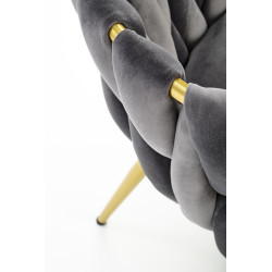 Scaun tapitat living/sufragerie Halmar K517, cadru metal,  stil glamour, 57x60x79x49 cm, catifea, gri