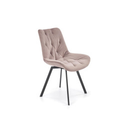 Scaun tapitat living/sufragerie Halmar K519, cadru metal, rotativ 360 grade, stil modern, 54x63x86x47cm, catifea, bej