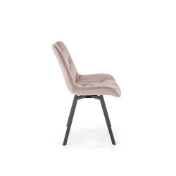 Scaun tapitat living/sufragerie Halmar K519, cadru metal, rotativ 360 grade, stil modern, 54x63x86x47cm, catifea, bej