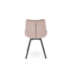 Scaun tapitat living/sufragerie Halmar K519, cadru metal, rotativ 360 grade, stil modern, 54x63x86x47cm, catifea, bej