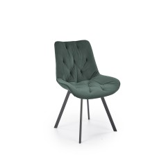 Scaun tapitat living/sufragerie Halmar K519, cadru metal, rotativ 360 grade, stil modern, 54x63x86x47cm, catifea, verde