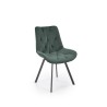 Scaun tapitat living/sufragerie Halmar K519, cadru metal, rotativ 360 grade, stil modern, 54x63x86x47cm, catifea, verde