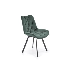Scaun tapitat living/sufragerie Halmar K519, cadru metal, rotativ 360 grade, stil modern, 54x63x86x47cm, catifea, verde