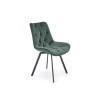 Scaun tapitat living/sufragerie Halmar K519, cadru metal, rotativ 360 grade, stil modern, 54x63x86x47cm, catifea, verde