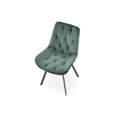 Scaun tapitat living/sufragerie Halmar K519, cadru metal, rotativ 360 grade, stil modern, 54x63x86x47cm, catifea, verde