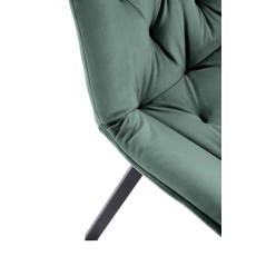 Scaun tapitat living/sufragerie Halmar K519, cadru metal, rotativ 360 grade, stil modern, 54x63x86x47cm, catifea, verde