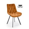 Scaun tapitat living/sufragerie Halmar K519, cadru metal, rotativ 360 grade, stil modern, 54x63x86x47cm, catifea, maro