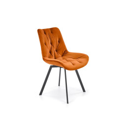Scaun tapitat living/sufragerie Halmar K519, cadru metal, rotativ 360 grade, stil modern, 54x63x86x47cm, catifea, maro