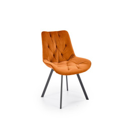 Scaun tapitat living/sufragerie Halmar K519, cadru metal, rotativ 360 grade, stil modern, 54x63x86x47cm, catifea, maro