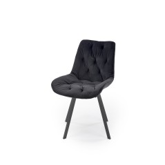Scaun tapitat living/sufragerie Halmar K519, cadru metal, rotativ 360 grade, stil modern, 54x63x86x47cm, catifea, negru