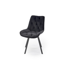 Scaun tapitat living/sufragerie Halmar K519, cadru metal, rotativ 360 grade, stil modern, 54x63x86x47cm, catifea, negru
