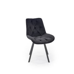 Scaun tapitat living/sufragerie Halmar K519, cadru metal, rotativ 360 grade, stil modern, 54x63x86x47cm, catifea, negru