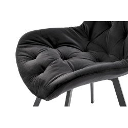 Scaun tapitat living/sufragerie Halmar K519, cadru metal, rotativ 360 grade, stil modern, 54x63x86x47cm, catifea, negru