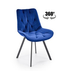 Scaun tapitat living/sufragerie Halmar K519, cadru metal, rotativ 360 grade, stil modern, 54x63x86x47cm, catifea, albastru