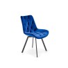 Scaun tapitat living/sufragerie Halmar K519, cadru metal, rotativ 360 grade, stil modern, 54x63x86x47cm, catifea, albastru