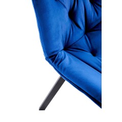 Scaun tapitat living/sufragerie Halmar K519, cadru metal, rotativ 360 grade, stil modern, 54x63x86x47cm, catifea, albastru
