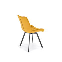 Scaun tapitat living/sufragerie Halmar K519, cadru metal, rotativ 360 grade, stil modern, 54x63x86x47cm, catifea, galben