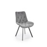Scaun tapitat living/sufragerie Halmar K519, cadru metal, rotativ 360 grade, stil modern, 54x63x86x47cm, catifea, gri