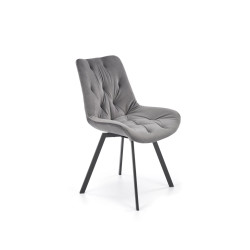 Scaun tapitat living/sufragerie Halmar K519, cadru metal, rotativ 360 grade, stil modern, 54x63x86x47cm, catifea, gri