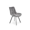 Scaun tapitat living/sufragerie Halmar K519, cadru metal, rotativ 360 grade, stil modern, 54x63x86x47cm, catifea, gri