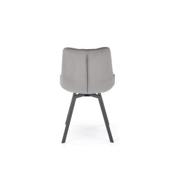 Scaun tapitat living/sufragerie Halmar K519, cadru metal, rotativ 360 grade, stil modern, 54x63x86x47cm, catifea, gri