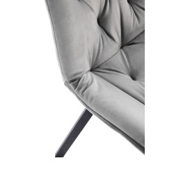 Scaun tapitat living/sufragerie Halmar K519, cadru metal, rotativ 360 grade, stil modern, 54x63x86x47cm, catifea, gri