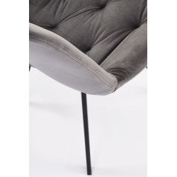 Scaun tapitat living/sufragerie Halmar K519, cadru metal, rotativ 360 grade, stil modern, 54x63x86x47cm, catifea, gri