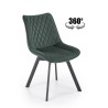 Scaun tapitat living Halmar K520, cadru metal, spatar matlasat, rotativ 360 grade, stil modern, 45x63x80x42cm, catifea, verde
