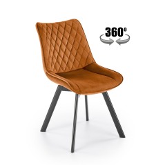 Scaun tapitat living Halmar K520, cadru metal, spatar matlasat, rotativ 360 grade, stil modern, 45x63x80x42cm, catifea, maro