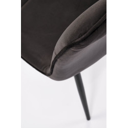 Scaun tapitat dining/bucatarie Halmar K521, cadru metal,  stil clasic, 46x58x83x45cm, catifea, negru