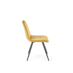Scaun tapitat dining/bucatarie Halmar K521, cadru metal,  stil clasic, 46x58x83x45cm, catifea, galben
