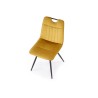 Scaun tapitat dining/bucatarie Halmar K521, cadru metal,  stil clasic, 46x58x83x45cm, catifea, galben
