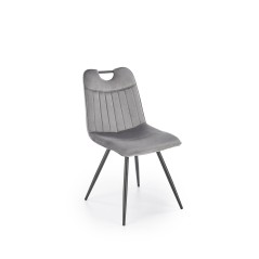 Scaun tapitat dining/bucatarie Halmar K521, cadru metal,  stil clasic, 46x58x83x45cm, catifea, gri