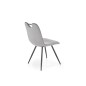Scaun modern tapitat pentru dining, cadru din metal, catifea gri, picioare antiderapante