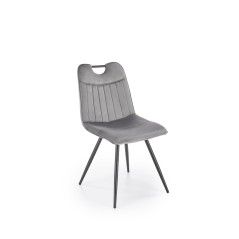 Scaun tapitat dining/bucatarie Halmar K521, cadru metal,  stil clasic, 46x58x83x45cm, catifea, gri