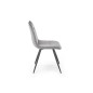 Scaun modern tapitat pentru dining, cadru din metal, catifea gri, picioare antiderapante