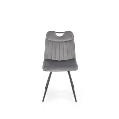 Scaun tapitat dining/bucatarie Halmar K521, cadru metal,  stil clasic, 46x58x83x45cm, catifea, gri