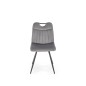 Scaun modern tapitat pentru dining, cadru din metal, catifea gri, picioare antiderapante