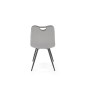 Scaun modern tapitat pentru dining, cadru din metal, catifea gri, picioare antiderapante