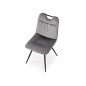 Scaun modern tapitat pentru dining, cadru din metal, catifea gri, picioare antiderapante