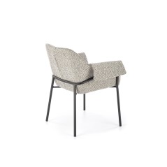 Scaun dining, gri, tapiterie textila si cadru din metal, 83 x 48 cm