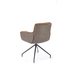 Scaun living Halmar K523, rotativ la 360 grade, textil si piele, spatar matlasat, picioare din metal, maro