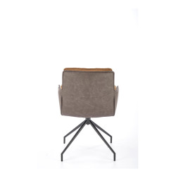 Scaun living Halmar K523, cadru metal, spatar matlasat, rotativ 360 grade, stil modern, 61x61x85x48cm, textil/piele, maro