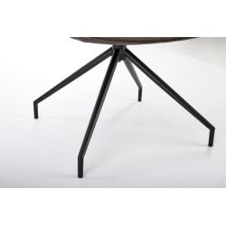 Scaun living Halmar K523, cadru metal, spatar matlasat, rotativ 360 grade, stil modern, 61x61x85x48cm, textil/piele, maro