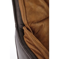 Scaun living Halmar K523, cadru metal, spatar matlasat, rotativ 360 grade, stil modern, 61x61x85x48cm, textil/piele, maro