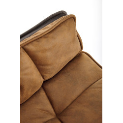 Scaun living Halmar K523, cadru metal, spatar matlasat, rotativ 360 grade, stil modern, 61x61x85x48cm, textil/piele, maro