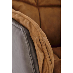 Scaun living Halmar K523, cadru metal, spatar matlasat, rotativ 360 grade, stil modern, 61x61x85x48cm, textil/piele, maro