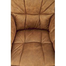 Scaun living Halmar K523, cadru metal, spatar matlasat, rotativ 360 grade, stil modern, 61x61x85x48cm, textil/piele, maro