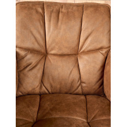 Scaun living Halmar K523, cadru metal, spatar matlasat, rotativ 360 grade, stil modern, 61x61x85x48cm, textil/piele, maro